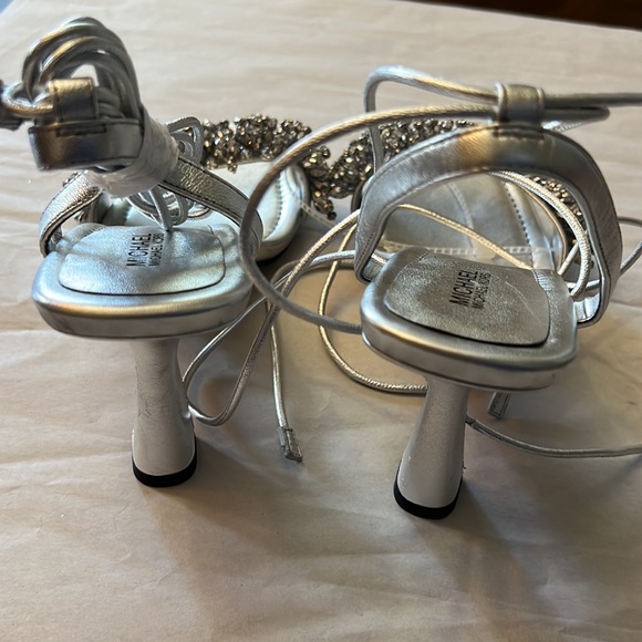 MICHAEL MICHAEL KORS Lucia Embellished Metallic Leather Sandal - Picture 9 of 13